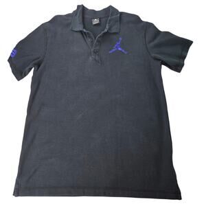 🏈 Nike Air Jordan 23 Polo Shirt Mens Embroidered Jumpman Large Purple Black